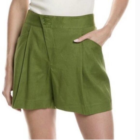 CAbi Pants - Cabi Traipse Linen Shorts Avocado Green Pull On Size 6